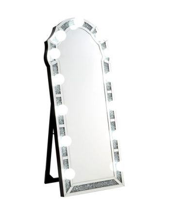 ACME Noralie Floor Mirror Mirrored & Faux Diamonds