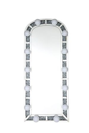 ACME Noralie Floor Mirror Mirrored & Faux Diamonds