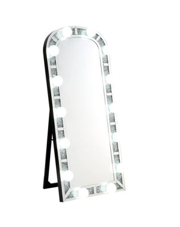 ACME Noralie Floor Mirror Mirrored & Faux Diamonds