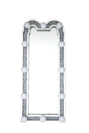 ACME Noralie Floor Mirror Mirrored & Faux Diamonds