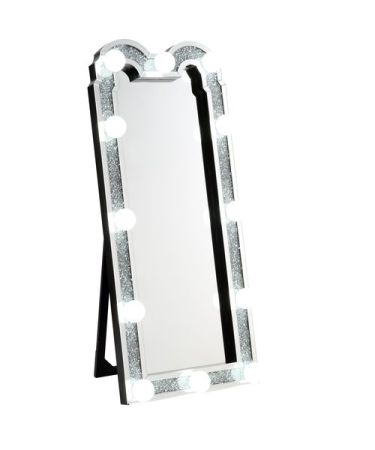 ACME Noralie Floor Mirror Mirrored & Faux Diamonds