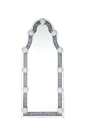 ACME Noralie Floor Mirror Mirrored & Faux Diamonds