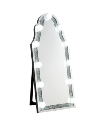 ACME Noralie Floor Mirror Mirrored & Faux Diamonds