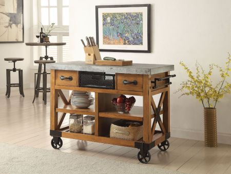 ACME Kailey Kitchen Cart Antique Oak Finish