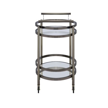 ACME Lakelyn Serving Cart Clear Glass & Brushed Bronze Finish