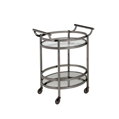 ACME Lakelyn Serving Cart Clear Glass & Black Nickel Finish