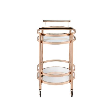 ACME Lakelyn Serving Cart Clear Glass & Rose Gold Finish