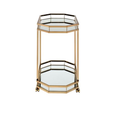 ACME Lacole Serving Cart Mirrored & Champagne Finish