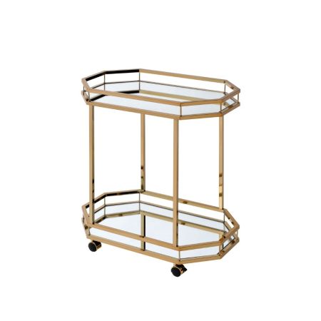 ACME Lacole Serving Cart Mirrored & Champagne Finish