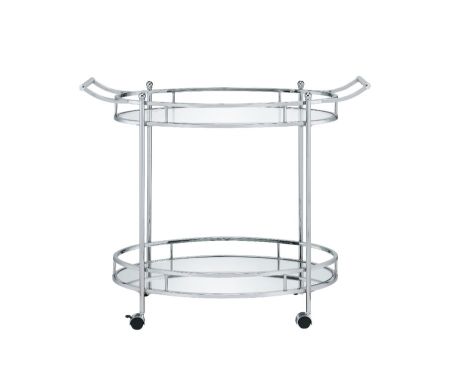 ACME Jinx Serving Cart Clear Glass & Chrome Finish