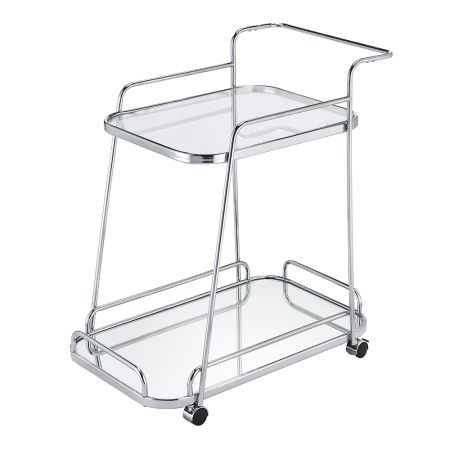 ACME Aegis Serving Cart Clear Glass & Chrome Finish