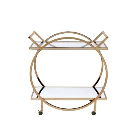 ACME Traverse Serving Cart Mirrored & Champagne Finish