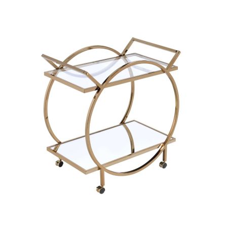 ACME Traverse Serving Cart Mirrored & Champagne Finish