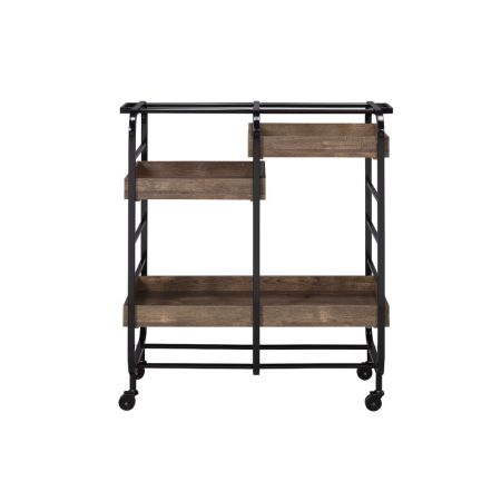 ACME Vorrik Serving Cart Black & Walnut Finish