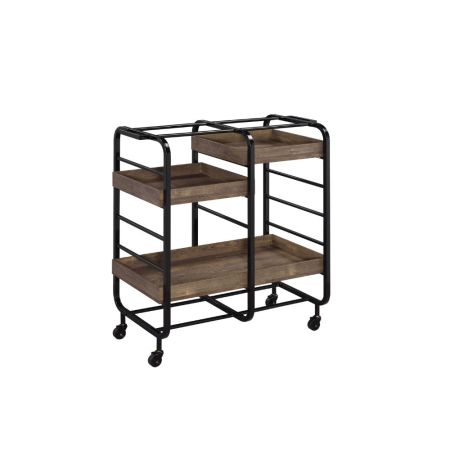 ACME Vorrik Serving Cart Black & Walnut Finish