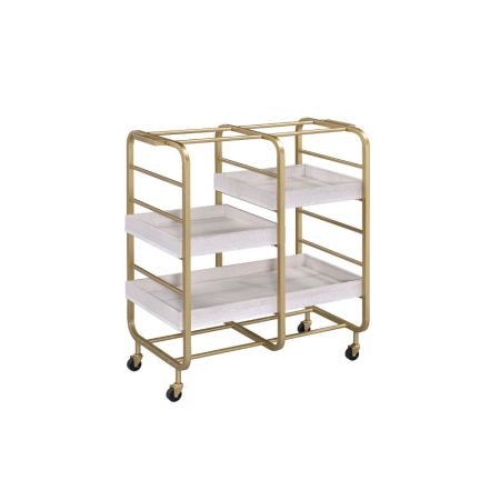 ACME Vorrik Serving Cart Gold & White Washed Finish