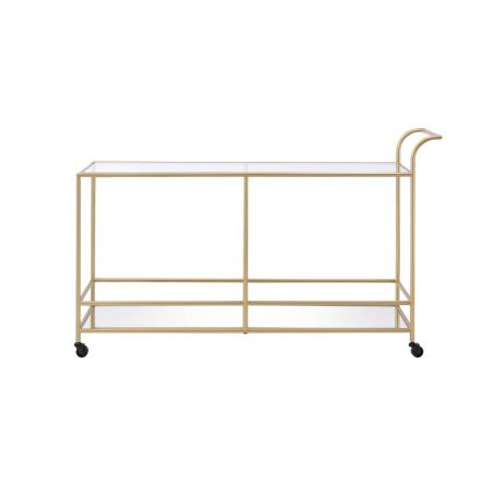 ACME Kenda Serving Cart Clear Glass Mirrored & Gold Finish