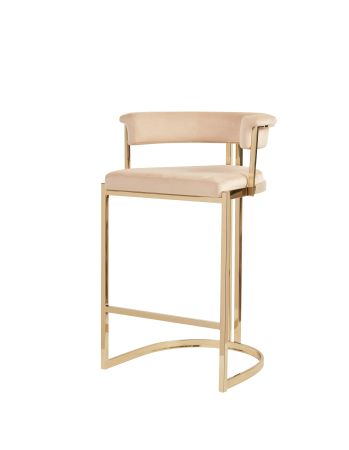 Modrest - Munith Modern Beige Velvet & Gold Counter Stool