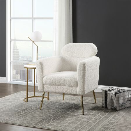 ACME Connock Accent Chair White Teddy Sherpa