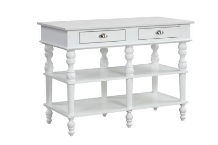 ACME Rorratt Kitchen Island Marble Top & White Finish