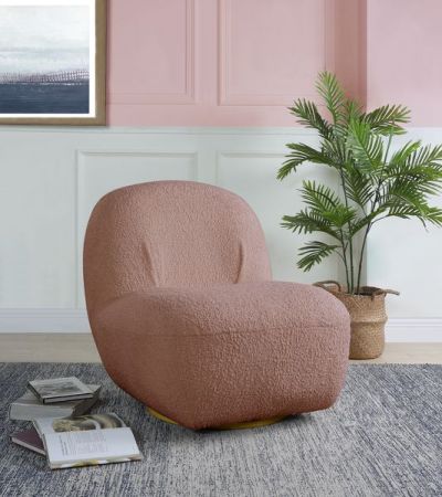 ACME Yedaid Accent Chair W/Swivel Pink Teddy Sherpa