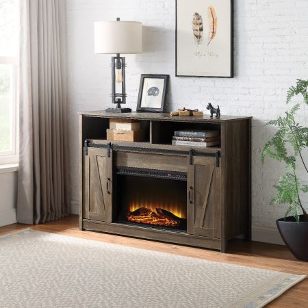 ACME Tobias Fireplace Rustic Oak Finish