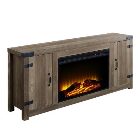 ACME Tobias Fireplace Rustic Oak Finish