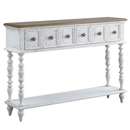 ACME Bence Console Table Dark Charcoal & Antique White Finish