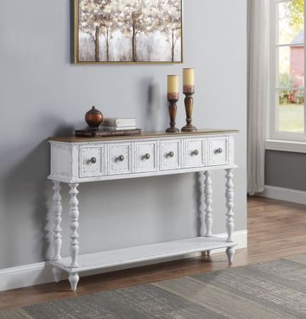 ACME Bence Console Table Dark Charcoal & Antique White Finish