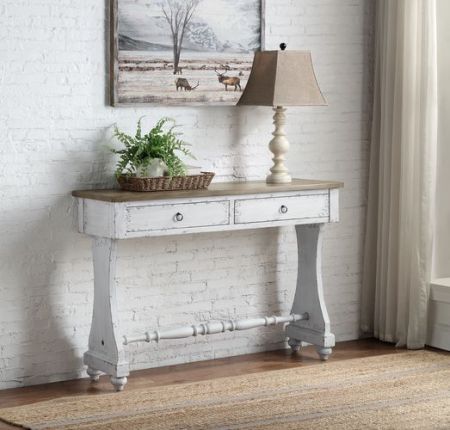 ACME Carminda Console Table Antique White Finish