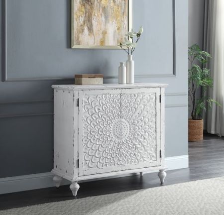 ACME Daray Console Cabinet Antique White Finish