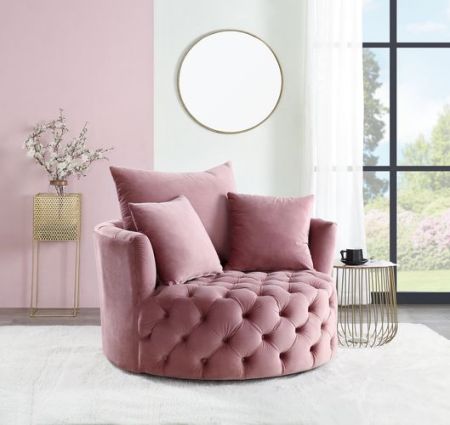 ACME Zunyas Accent Chair W/Swivel Pink Velvet