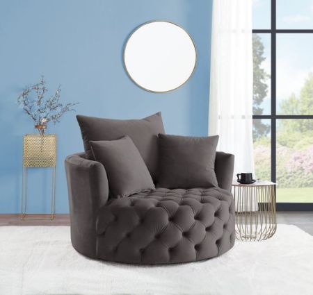 ACME Zunyas Accent Chair W/Swivel Gray Velvet