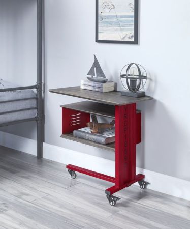 ACME Cargo Accent Table W/Wall Shelf Red Finish