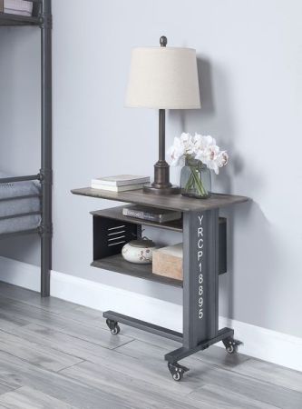 ACME Cargo Accent Table W/Wall Shelf Gunmetal Finish