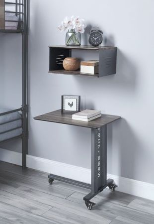 ACME Cargo Accent Table W/Wall Shelf Gunmetal Finish