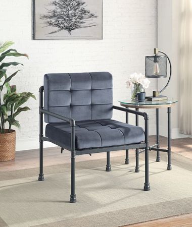 ACME Brantley Accent Chair Gray Velvet & Sandy Gray Finish