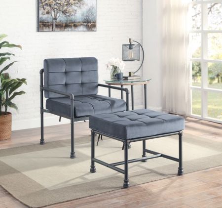 ACME Brantley Accent Chair Gray Velvet & Sandy Gray Finish