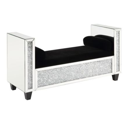 ACME Noralie Bench W/2 Pillows Mirrored & Faux Diamonds