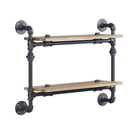 ACME Brantley Wall Rack W/2 Shelves Oak & Sandy Black Finish