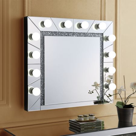 ACME Noralie Accent Mirror Mirrored & Faux Diamonds