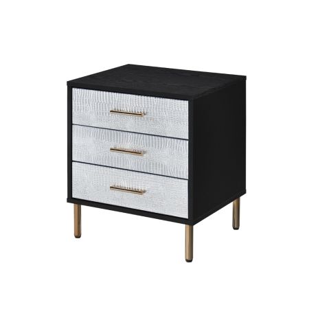 ACME Myles Nightstand Black Silver & Gold Finish