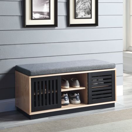 ACME Gamaliel Bench W/Storage Oak & Espresso Finish