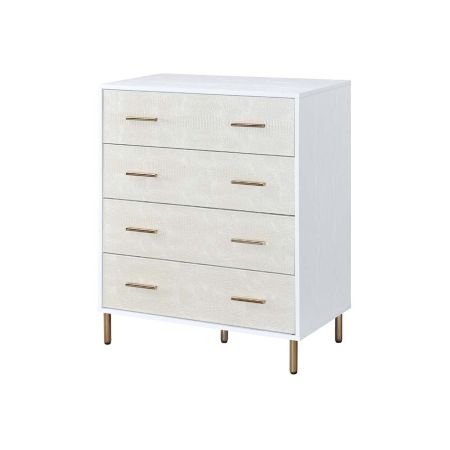 ACME Myles Chest White Champagne & Gold Finish