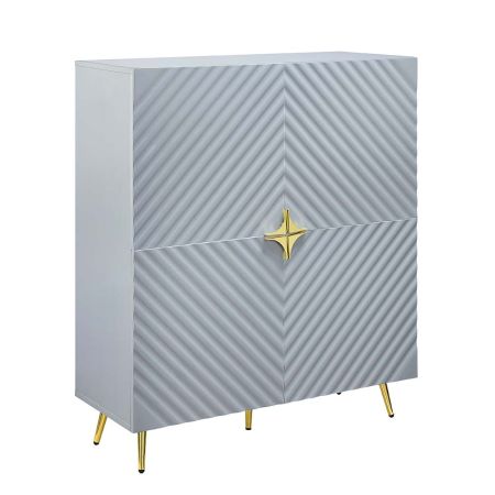 ACME Gaines Accent Cabinet Gray High Gloss Finish