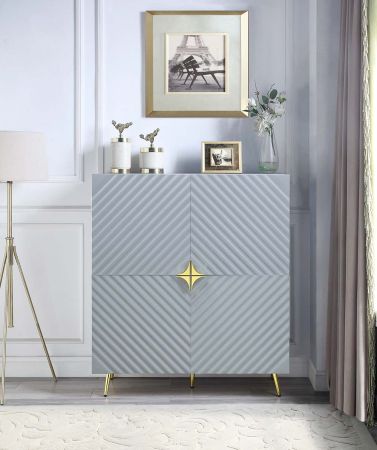 ACME Gaines Accent Cabinet Gray High Gloss Finish