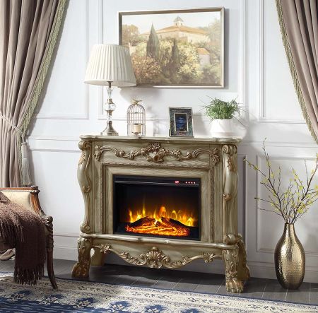 ACME Dresden Fireplace Gold Patina Finish