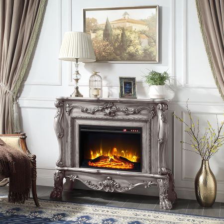 ACME Dresden Fireplace Vintage Bone White Finish