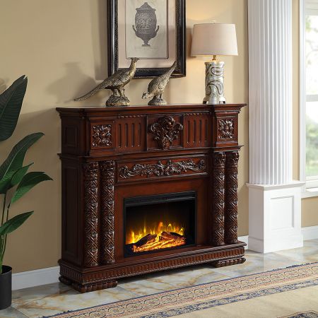 ACME Vendome Fireplace Cherry Finish