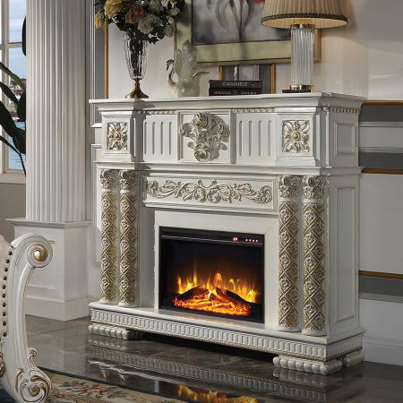 ACME Vendome Fireplace Antique Pearl Finish